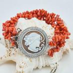 Bloedkoraal - Zilver - Armband - Rood koraal en camee, Antiek en Kunst