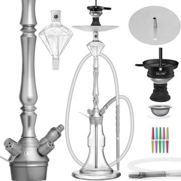 Dilaw Shisha-set van aluminium, 93 cm hoog, waterpijp, hooka beschikbaar voor biedingen