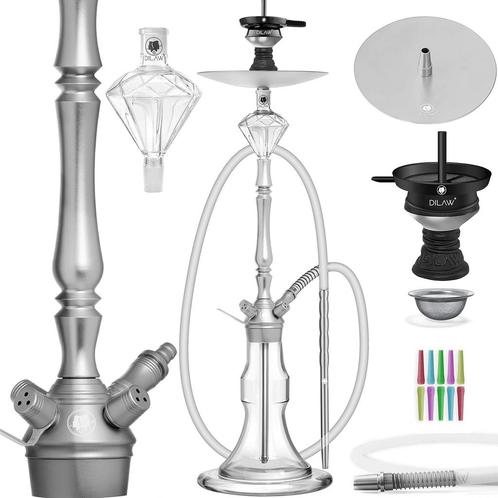 Dilaw Shisha-set van aluminium, 93 cm hoog, waterpijp, hooka, Huis en Inrichting, Overige Huis en Inrichting, Verzenden