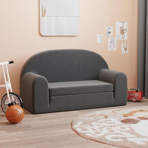 vidaXL Kinderslaapbank 2-zits zacht pluche antracietkleurig, Kinderen en Baby's, Kinderkamer | Overige Meubels, Nieuw, Verzenden