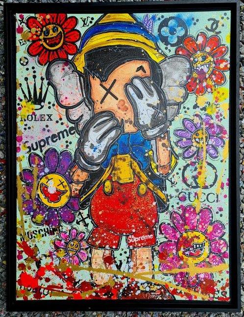 Moontje - Pinokkio Kaws Edition., Antiek en Kunst, Kunst | Schilderijen | Modern