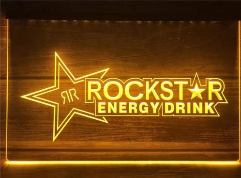 Rockstar energy drink neon bord lamp LED  verlichting reclam, Huis en Inrichting, Lampen | Overige, Nieuw, Verzenden
