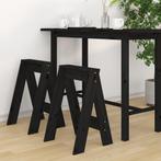 vidaXL Tabourets lot de 2 noir 40x40x60 cm bois massif, Huis en Inrichting, Verzenden