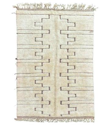 Modern White Moroccan Beni Ourain Wool Rug 180x280 cm -