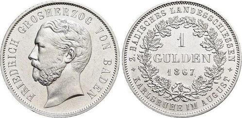 Gedenkgulden 1867 Baden-durlach Friedrich I 1852-1907, Timbres & Monnaies, Monnaies | Europe | Monnaies non-euro, Envoi