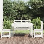 vidaXL 4-delige Tuinset massief grenenhout wit, Tuin en Terras, Verzenden, Nieuw, Tuinset