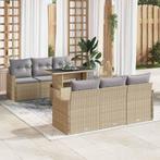 vidaXL Tuinbank Set met kussen 7 pcs Beige Poly rattan, Tuin en Terras, Tuinsets en Loungesets, Verzenden, Nieuw