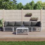 vidaXL 5-delige Loungeset met kussens staal wit, Tuin en Terras, Verzenden, Nieuw, Loungeset