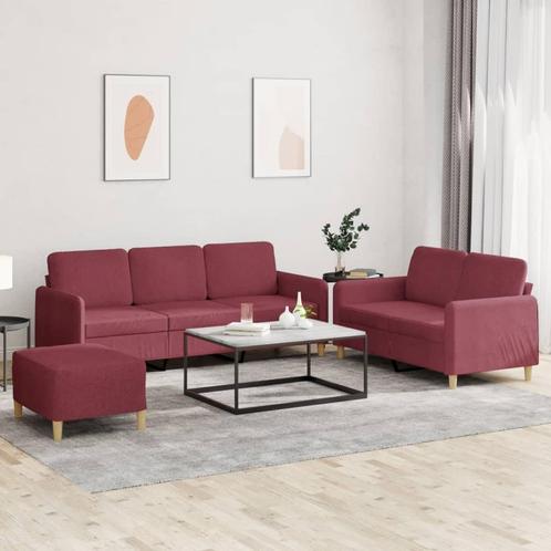 vidaXL 3-delige Loungeset met kussens stof wijnrood, Huis en Inrichting, Zetels | Zetels, Nieuw, Verzenden