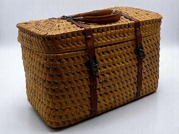 Cestino da Picnic + Sgabellino Pieghevole Vintage - 1950s -