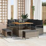 vidaXL Tuinbank Set met kussen 8 pcs Grijs Poly rattan, Verzenden, Nieuw