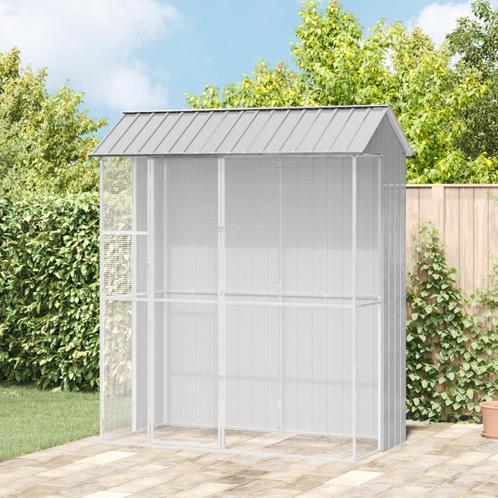 vidaXL Vogelkooi Grijs 215 x 110 x 247 cm Gegalvaniseerd, Dieren en Toebehoren, Vogels | Toebehoren, Nieuw, Verzenden