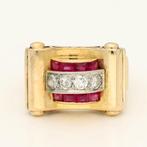 Ring - 18 karaat Geel goud Robijn - Diamant, Nieuw