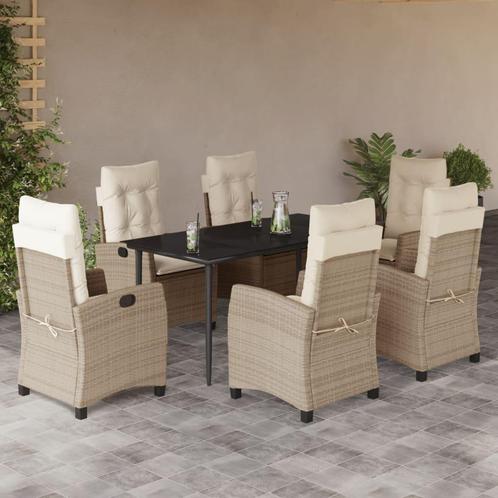 vidaXL 7-delige Tuinset met kussens poly rattan beige, Tuin en Terras, Tuinsets en Loungesets, Tuinset, Nieuw, Verzenden
