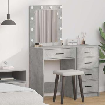 vidaXL Make-up Tafel met LED Verlichting in Betonnen Grijs,, Verzenden