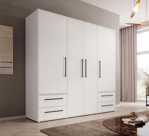 Meubella | Kledingkast - Wit - 206x200x59 Garderobekast, Huis en Inrichting, Kasten | Overige, Nieuw, Verzenden