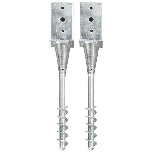 vidaXL Grondpinnen 2 st 8x8x57 cm gegalvaniseerd staal, Caravans en Kamperen, Kampeeraccessoires, Nieuw, Verzenden