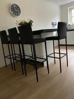 Set van 4 leren barkrukken - zwart leer, 1 kruk, Ophalen of Verzenden, Nieuw