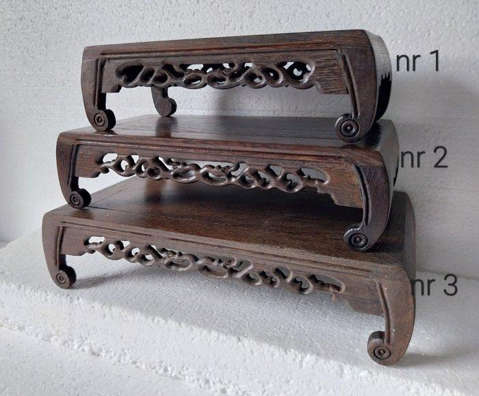 Standaard - 3 houten displays , stands voor bonsai , beeld, Antiek en Kunst, Antiek | Overige Antiek