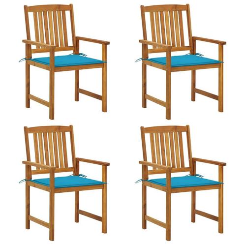 vidaXL Tuinstoelen 4 st met kussens massief acaciahout, Tuin en Terras, Tuinstoelen, Nieuw, Verzenden