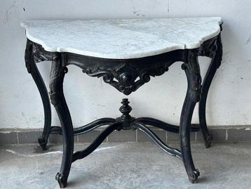 Table - Bois, Marbre - Console, Antiquités & Art