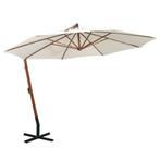 Zweefparasol 350cm Wit - Houten Paal | Tweede Kansje | OP=OP, Tuin en Terras, Verzenden, Nieuw, Waterdicht, Stokparasol