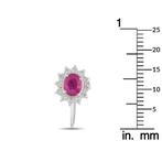 Oorbellen Platina, Platina 0,25ct Diamanten en Robijnen, Nieuw