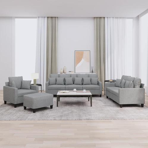 vidaXL 4-delige Loungeset met kussens stof lichtgrijs, Huis en Inrichting, Zetels | Zetels, Nieuw, Verzenden