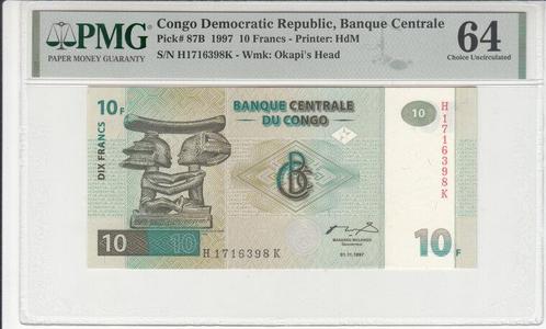 1997 Congo Democratic Republic Congo Dem Rep P 87b 10 Fra..., Timbres & Monnaies, Billets de banque | Europe | Billets non-euro