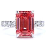 Ring - 18 karaat Witgoud - 6.53ct. tw. Roze Diamant (Fancy