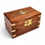 Nautical treasure chest keepsake box with brass-capped