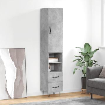 vidaXL Hoge kast 34,5x34x180 cm bewerkt hout betongrijs, Verzenden