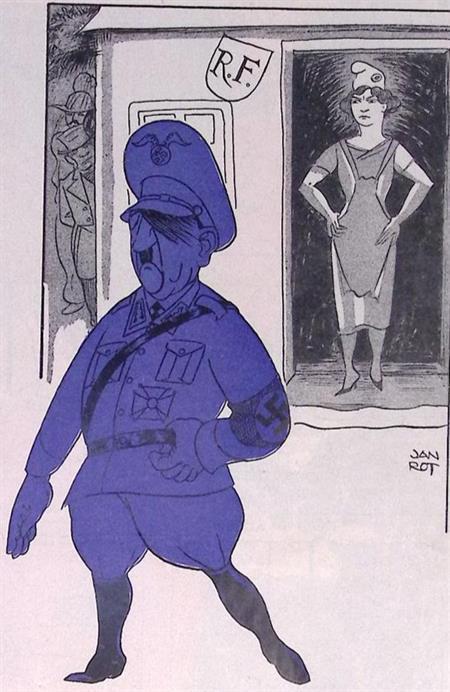 Frankrijk en Hitler op spotprent (lijst optie, Lithos), Antiek en Kunst, Kunst | Litho's en Zeefdrukken, Verzenden