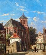 P.G. Vertin (1819-1893) - Zonovergoten straatje met kerk, Antiquités & Art