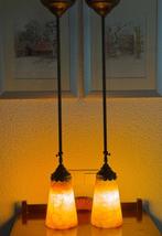 Art Deco Revival - Plafondlamp (2) - Messing, Glas, Antiek en Kunst