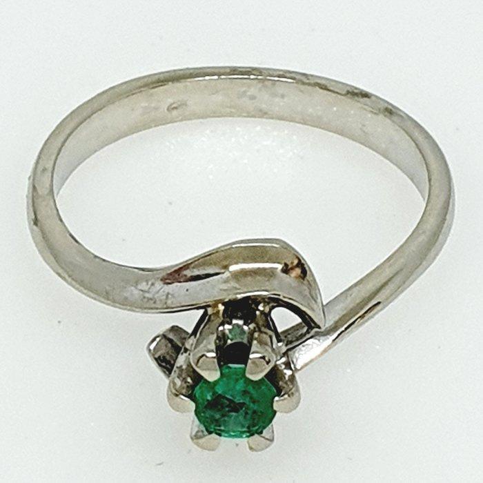 Ring - 18 karaat Witgoud - 0.48ct. tw. Smaragd, Handtassen en Accessoires, Ringen