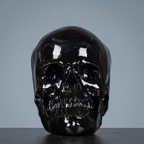 Figure - Decoratieve grote zwarte schedel - polystérol, Antiek en Kunst, Kunst | Designobjecten