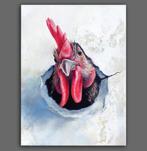 Galya Bukova - Hen, rooster painting - Curiosity, Antiek en Kunst, Kunst | Schilderijen | Modern
