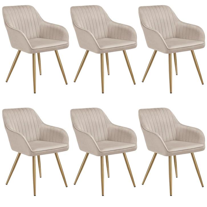 tectake Eetkamerstoel Marilyn, fluweeloptiek, doorgestikt -, Huis en Inrichting, Stoelen, Verzenden