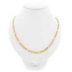 Bicolor gouden fantasie schakel ketting | 51,5 cm, Handtassen en Accessoires, Kettingen, Ophalen of Verzenden, Gebruikt, Overige kleuren