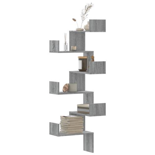 vidaXL Hoekwandschap 45x45x147 cm bewerkt hout grijs sonoma, Huis en Inrichting, Kasten | Wandmeubels, Nieuw, Verzenden