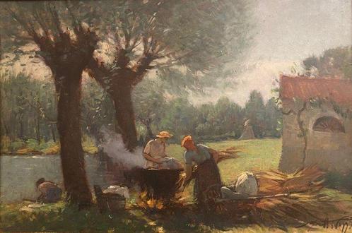 Mario Moretti Foggia (1882-1954) - Il bucato a Castelletto, Antiek en Kunst, Kunst | Schilderijen | Klassiek