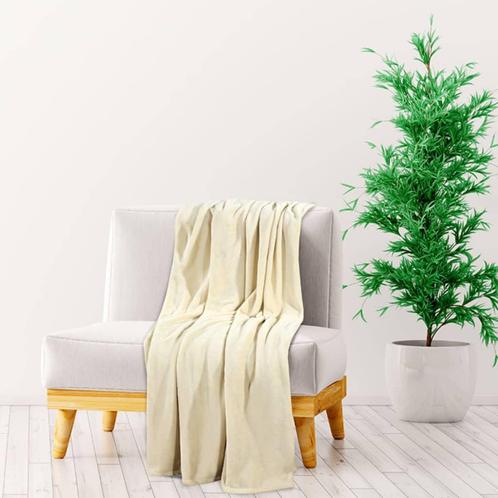 vidaXL Deken 200x240 cm polyester crèmekleurig, Huis en Inrichting, Slaapkamer | Bedden, Nieuw, Verzenden