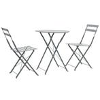 vidaXL Mobilier de bistro 3 pcs Acier Gris, Jardin & Terrasse, Verzenden, Neuf