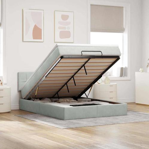vidaXL Ottoman bed met matras 140x200cm fluweel lichtgrijs, Huis en Inrichting, Slaapkamer | Bedden, Nieuw, Verzenden
