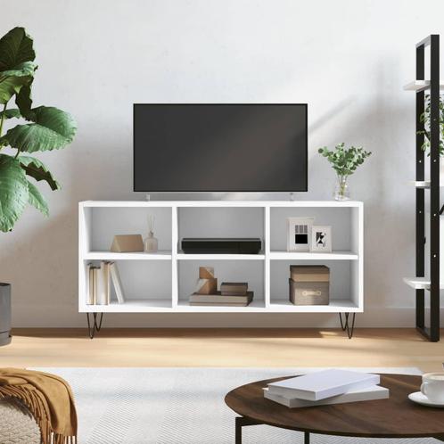 vidaXL Meuble TV blanc 103,5x30x50 cm bois dingénierie, Maison & Meubles, Armoires | Mobilier de télévision, Neuf, Envoi