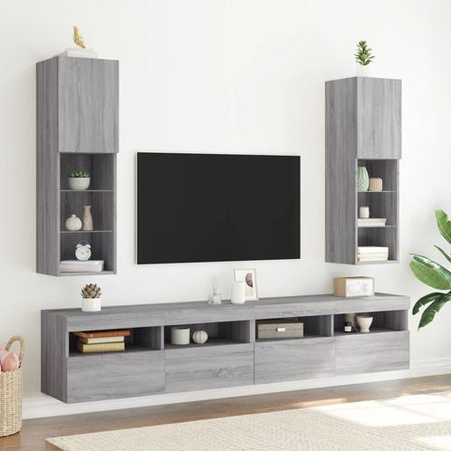 vidaXL Tv-meubels met LED-verlichting 2 st 30,5x30x102 cm, Huis en Inrichting, Kasten |Televisiemeubels, Nieuw, Verzenden