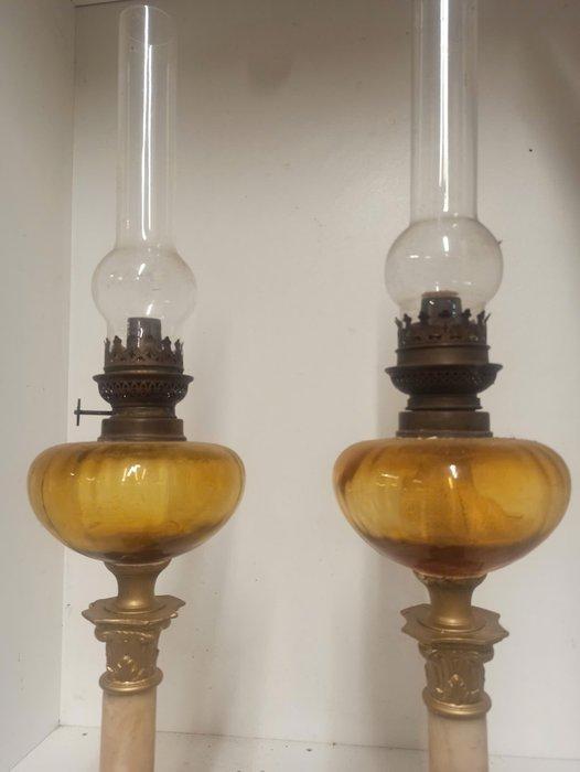 Olielamp (2) - Marmer, Kristal, Glas, Metaal, Brons..., Antiquités & Art, Antiquités | Autres Antiquités
