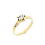 Gouden solitair ring met zirconia (gouden ring, geelgoud), Handtassen en Accessoires, Ringen, 18 tot 19, Gebruikt, Overige kleuren