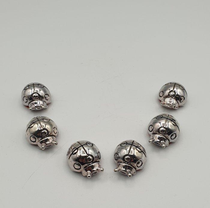 Giancarlo Livi - Set di sei segnaposto Coccinelle, Antiek en Kunst, Antiek | Zilver en Goud